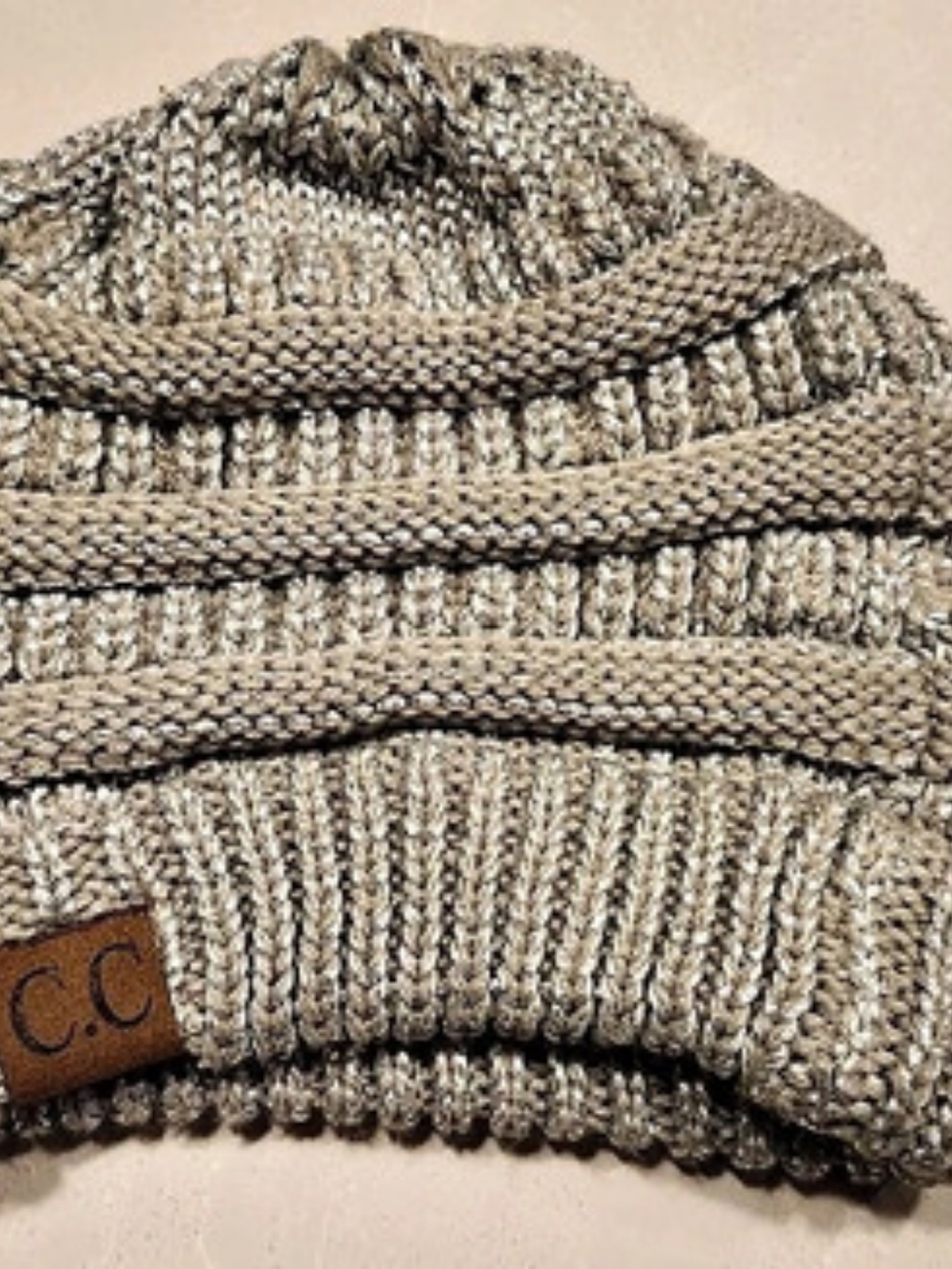 C.C California Metallic Beanie Silver & Gray
